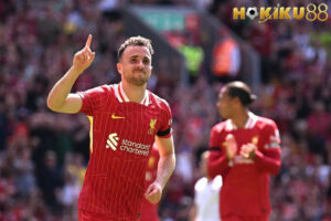 Diogo Jota merayakan gol bersama Liverpool, simbol semangat dan sportivitas yang sejalan dengan nilai positif Hokiku88.