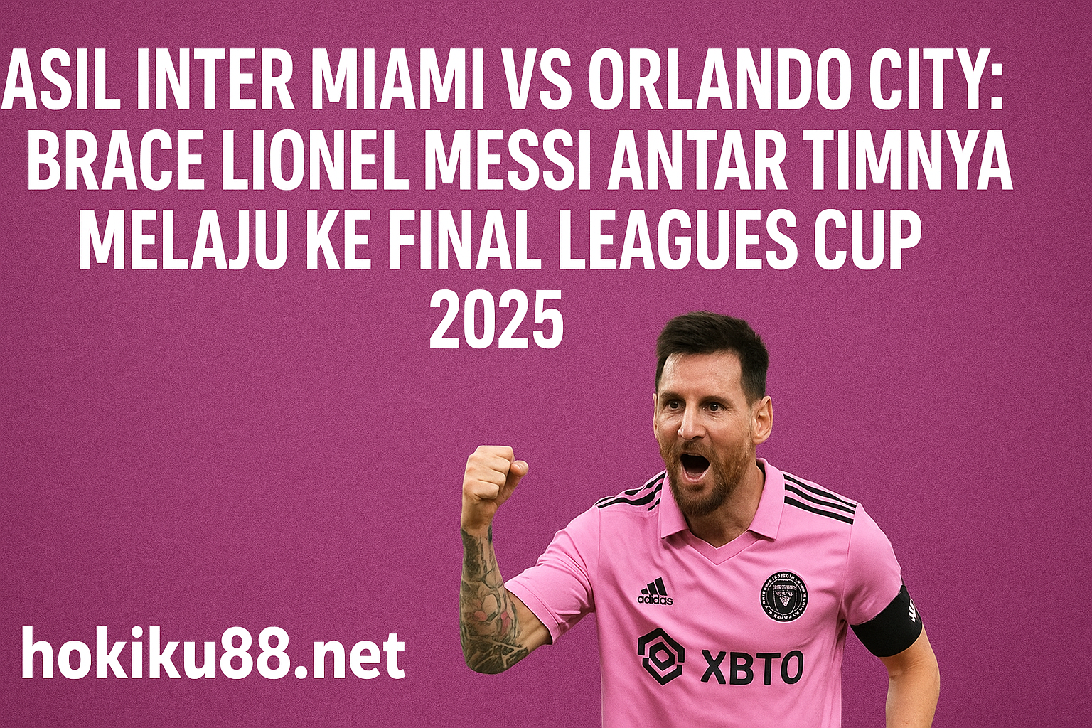 Lionel Messi merayakan gol bersama Inter Miami setelah mencetak brace melawan Orlando City di semifinal Leagues Cup 2025.