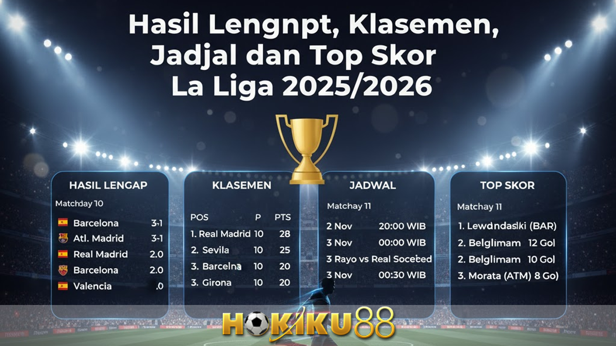 Hasil Lengkap, Klasemen, Jadwal, dan Top Skor La Liga 2025/2026